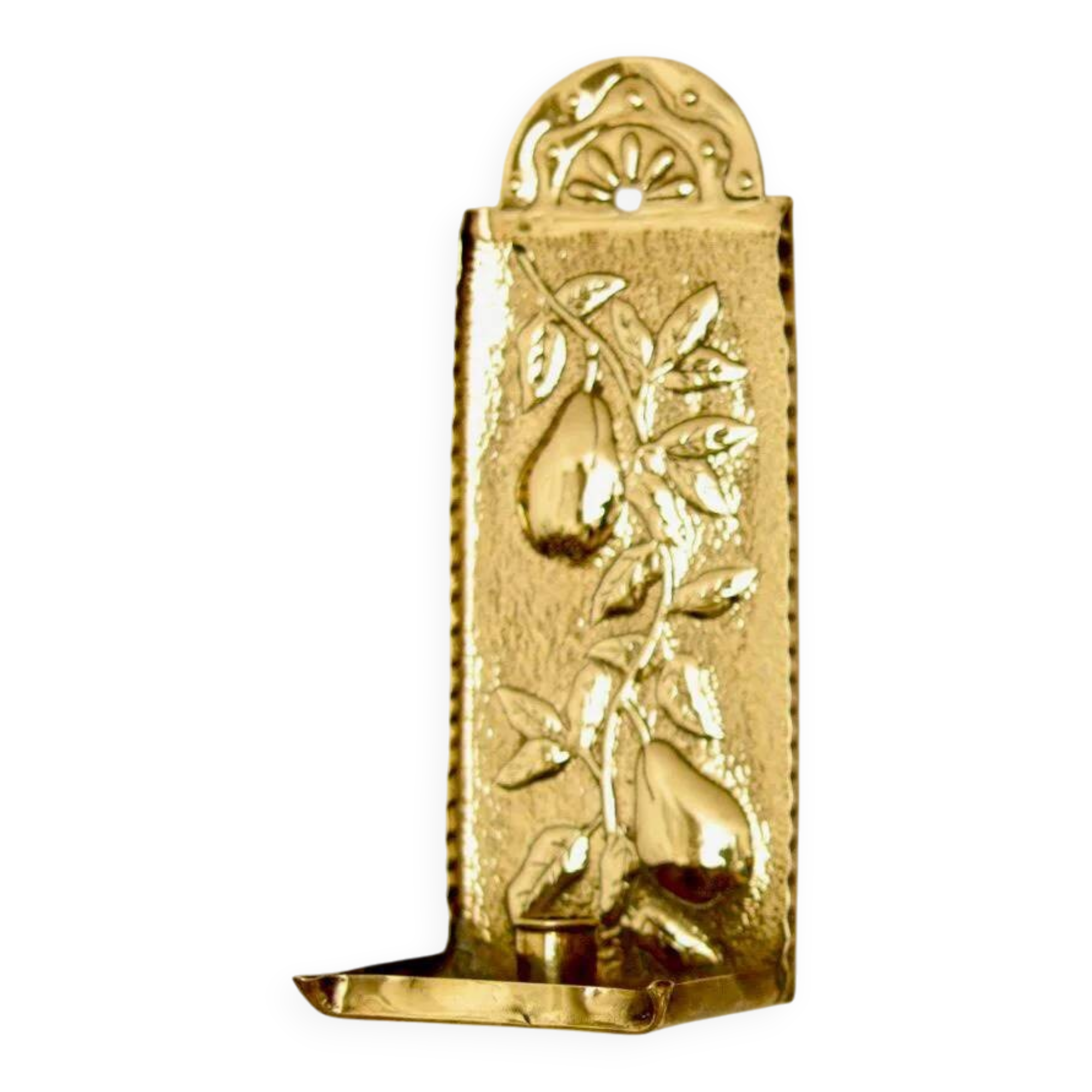 Vintage European brass sconce in pear motif