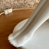 Design lamp in white ceramic and opaline, circa 1980