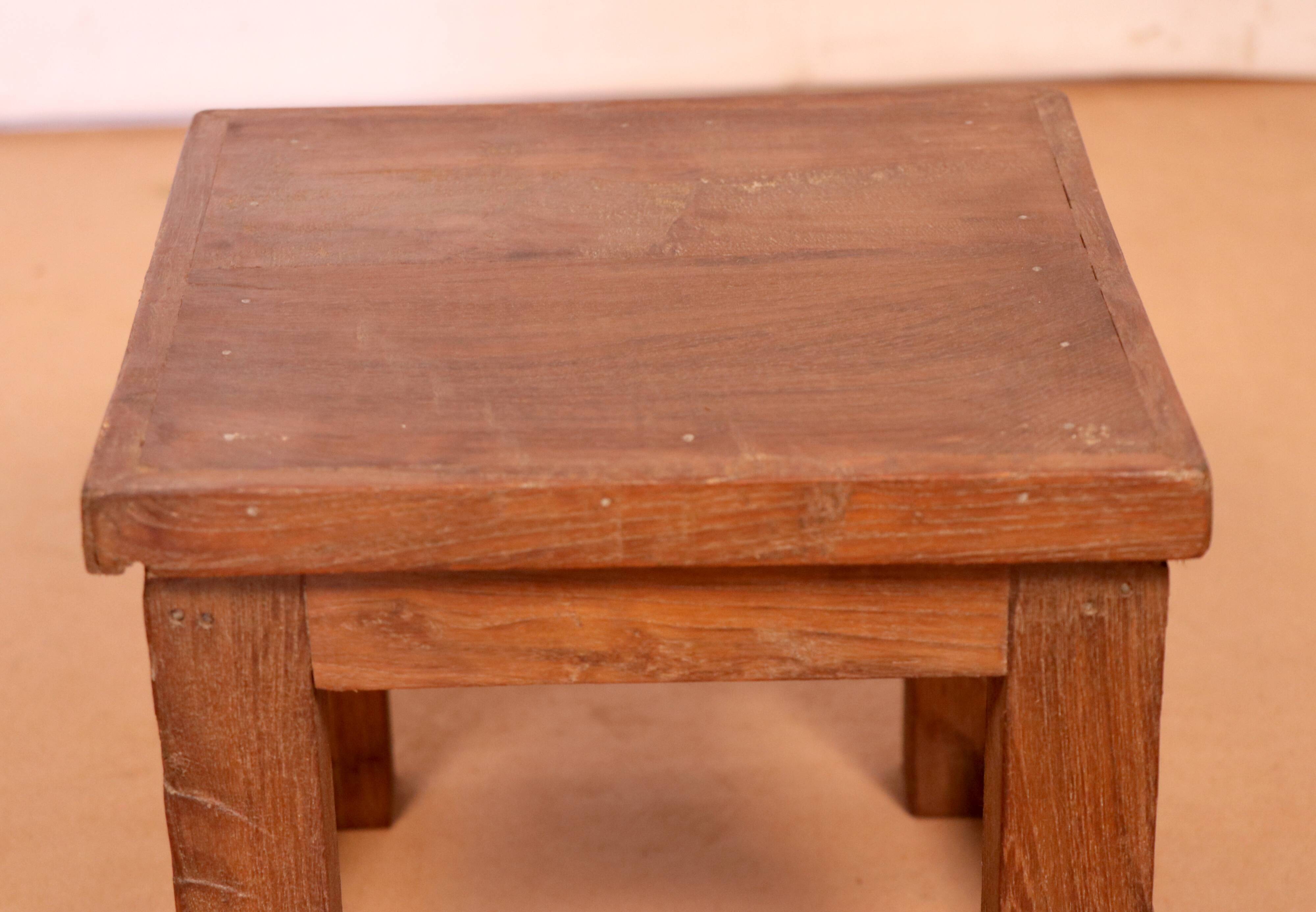 Old small Burmese teak workshop bedside table
