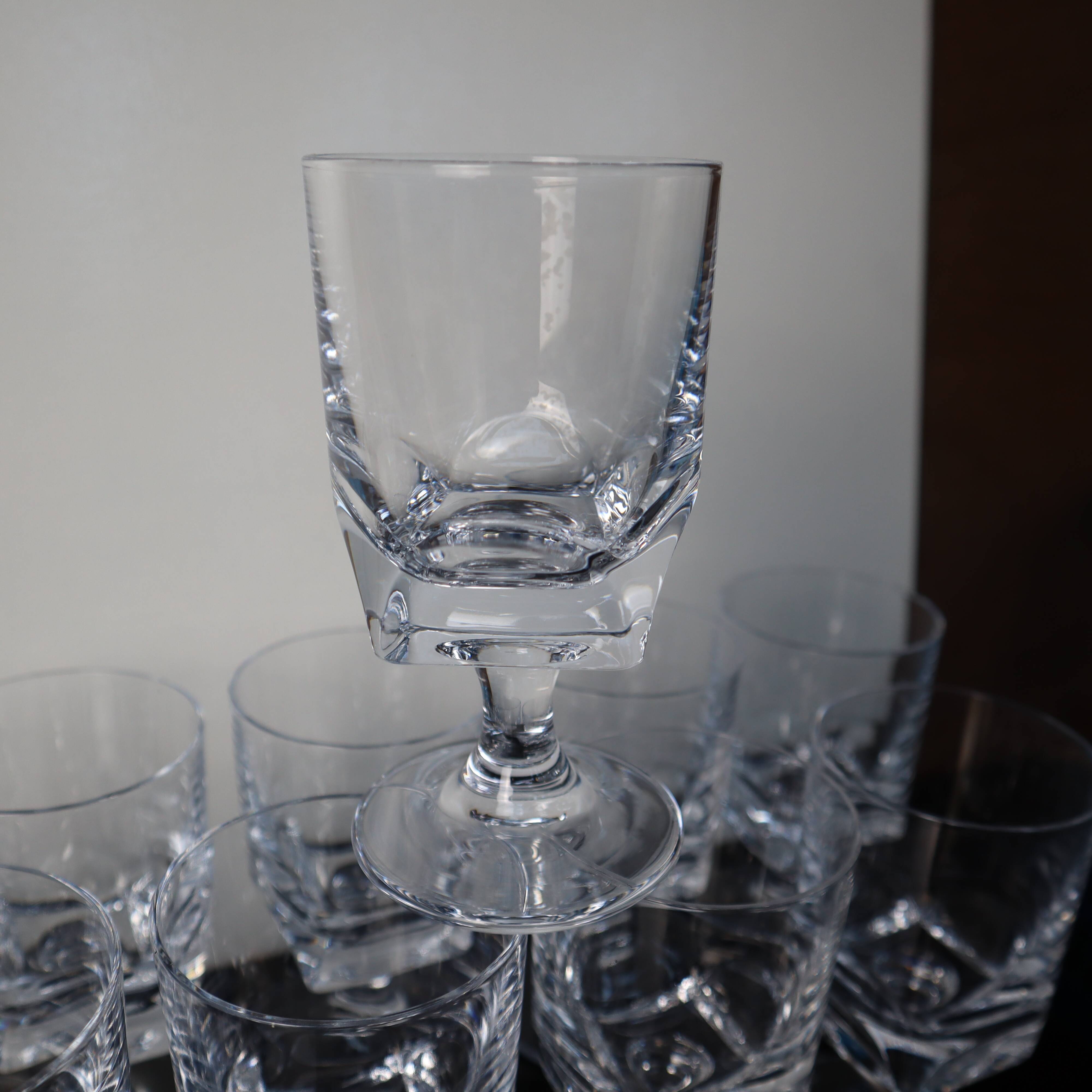 10 Antique red wine glasses in Sèvres Crystal Arezzo model