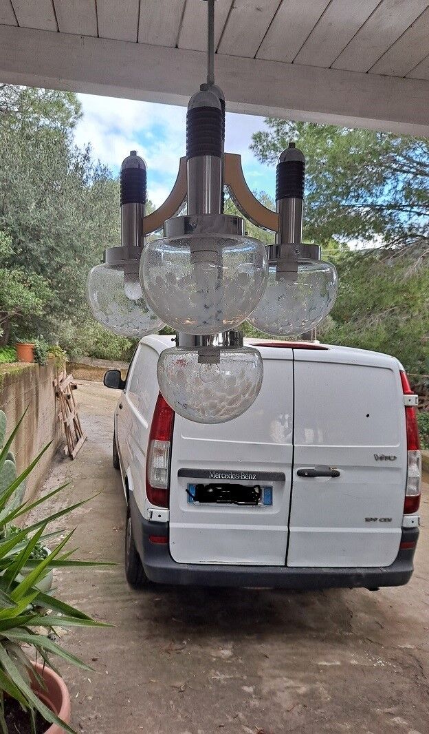 Large Italian Mid Century  Chandelier Pendant Murano Glass