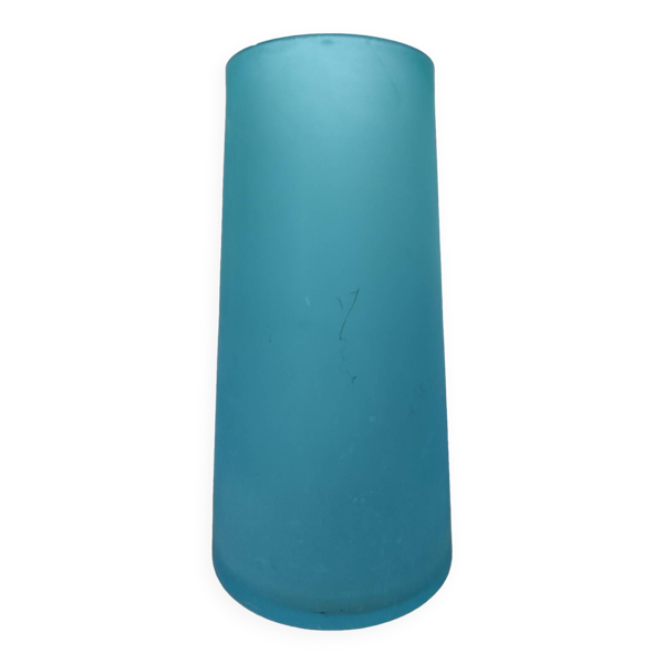 Vase conique pâte de verre bleu 1960