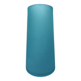Vase conique pâte de verre bleu 1960