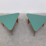 Unique pair of triangular coffee or side tables, 1960s