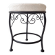 Black iron stool / pouffe with terry fabric cushion
