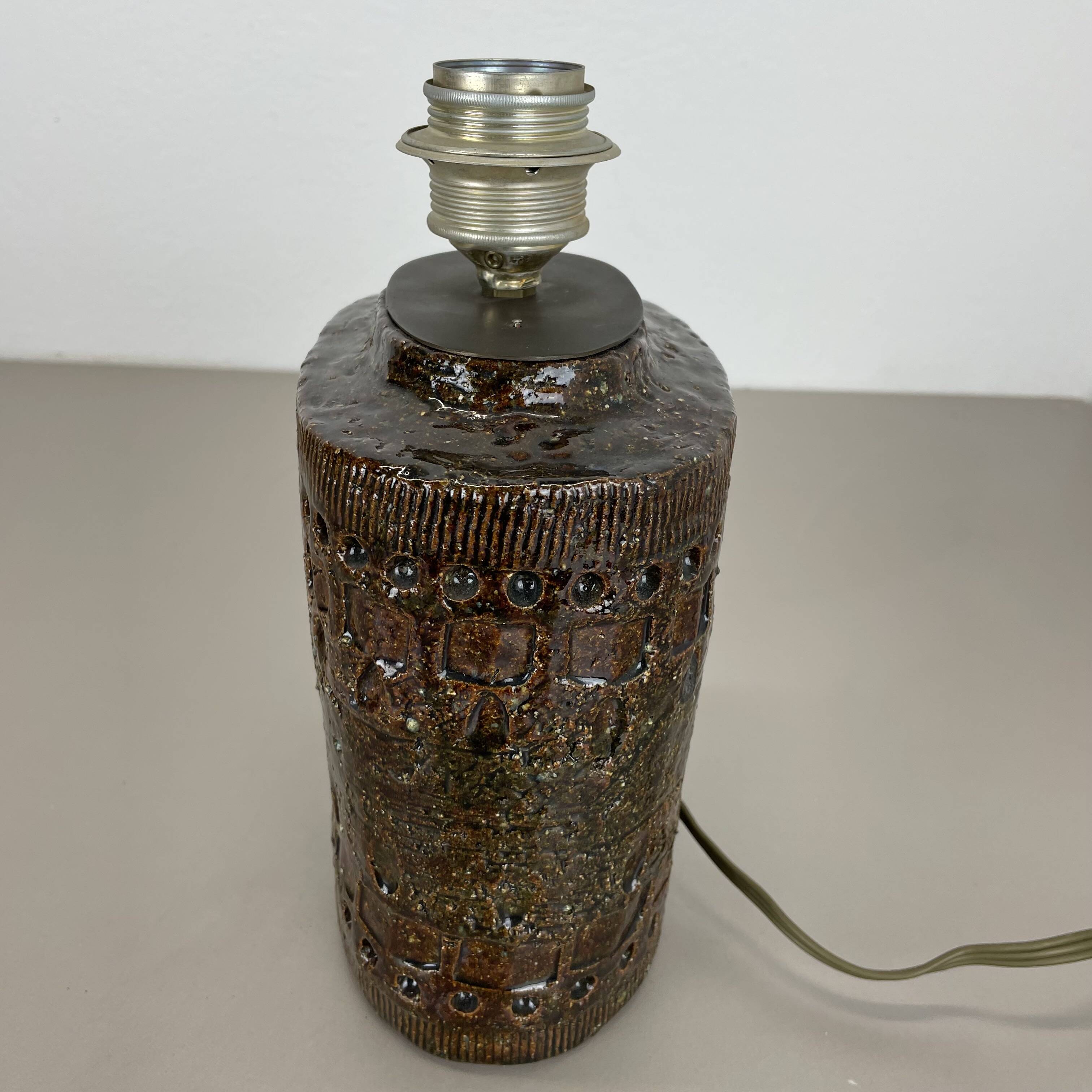 Large 25cm Abstract Ceramic Table Lamp with Pattern attributed to Bitossi, Italy, 1970s