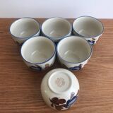 6 Tasses/gobelets À Thé Traditionnel Chinois En Grès Vintage Fleurs De Coton