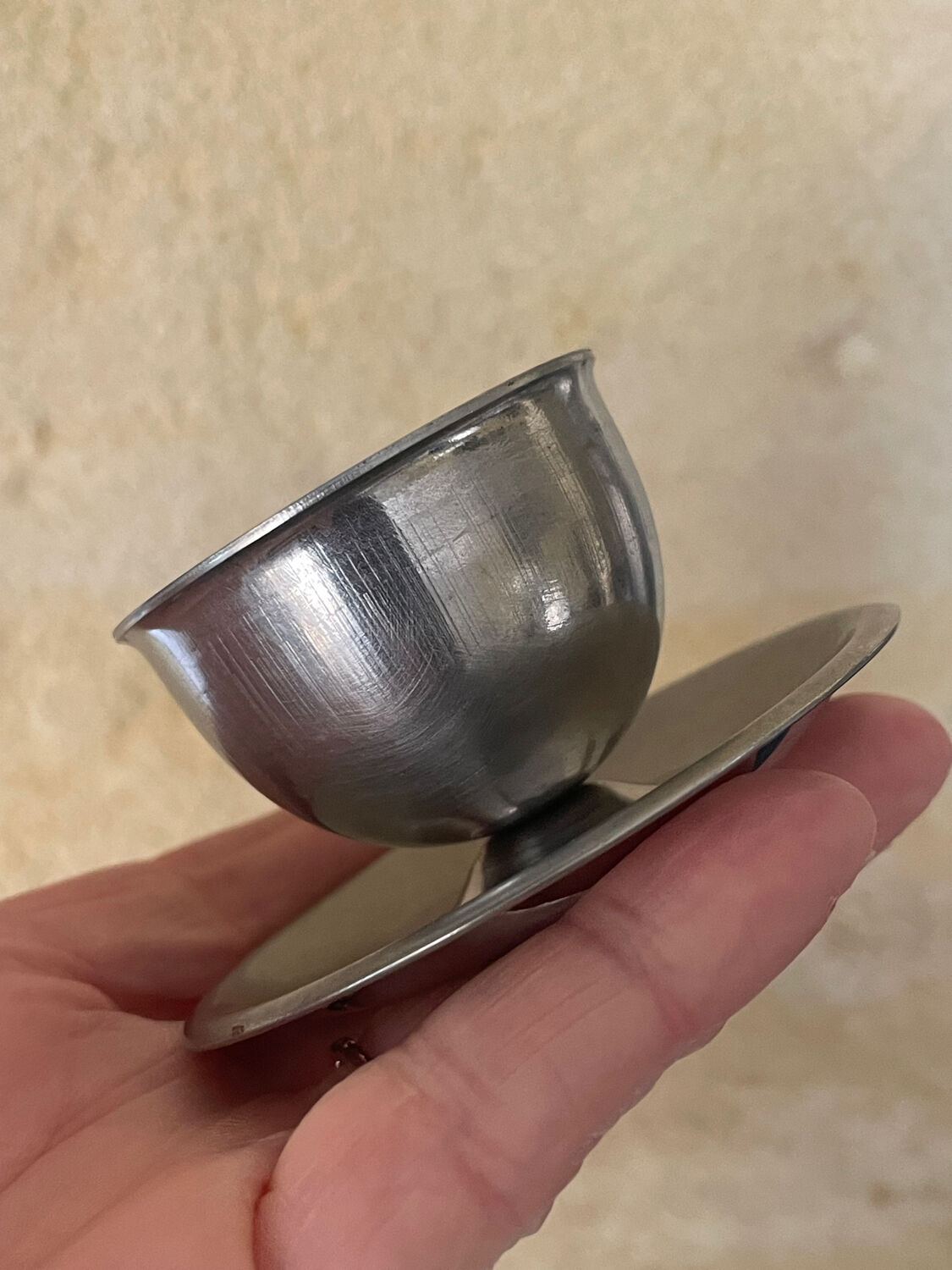 4 vintage stainless steel egg cups at 18%