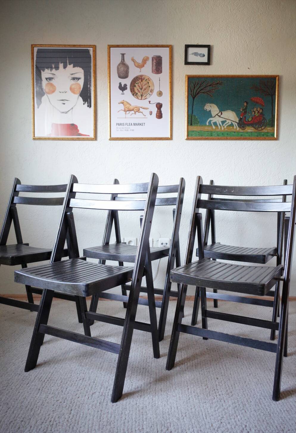 5 x chaises pliantes vintage