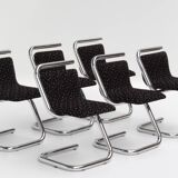 Anonimo set of 6 Italian chrome "S" chairs 1970s