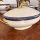 Small Soup Tureen Porcelain Limoges Blue Gold Betoule & Legrand France 1/2