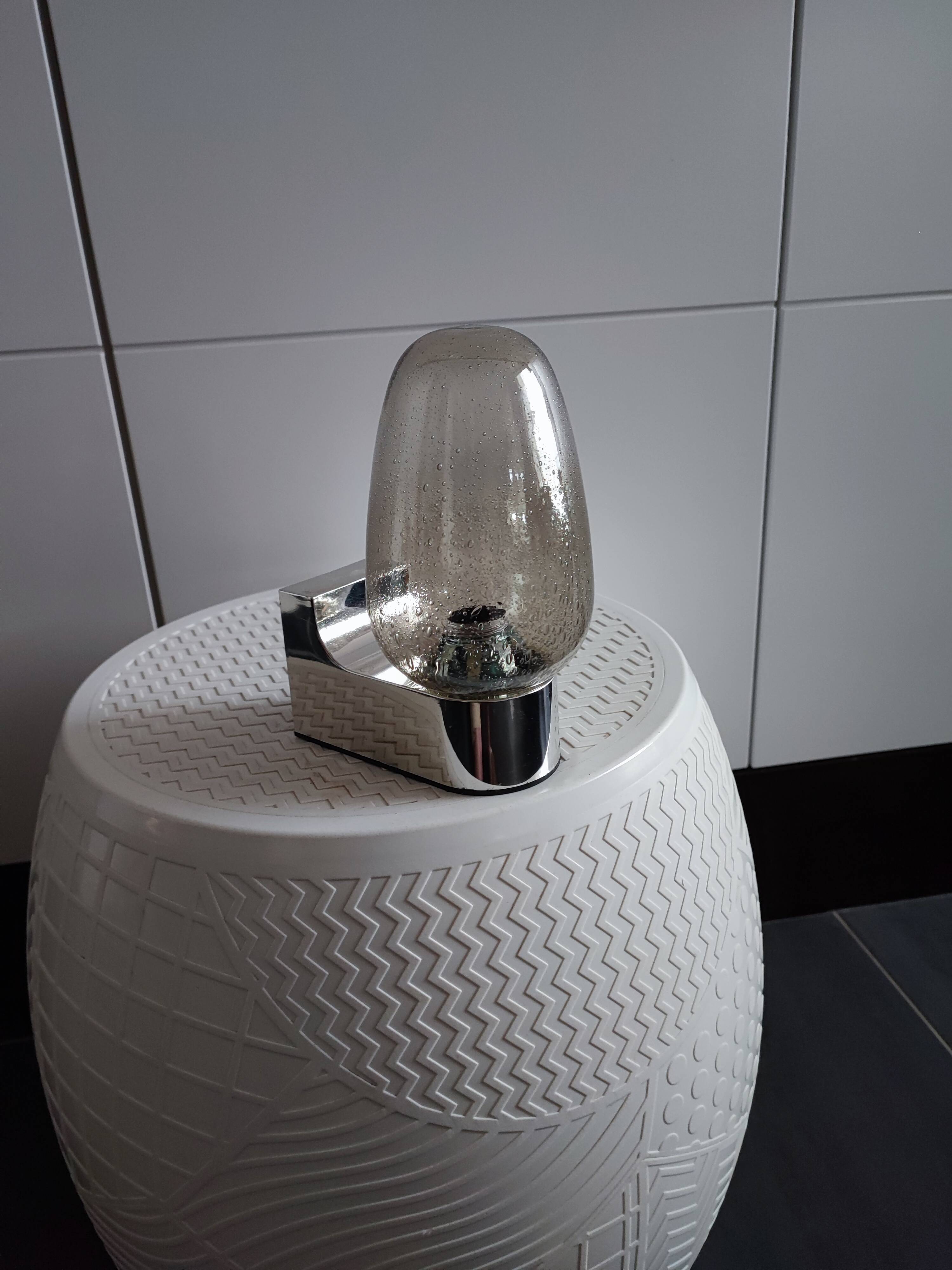 Keuco space age wall light. Chrome and bubble glass.