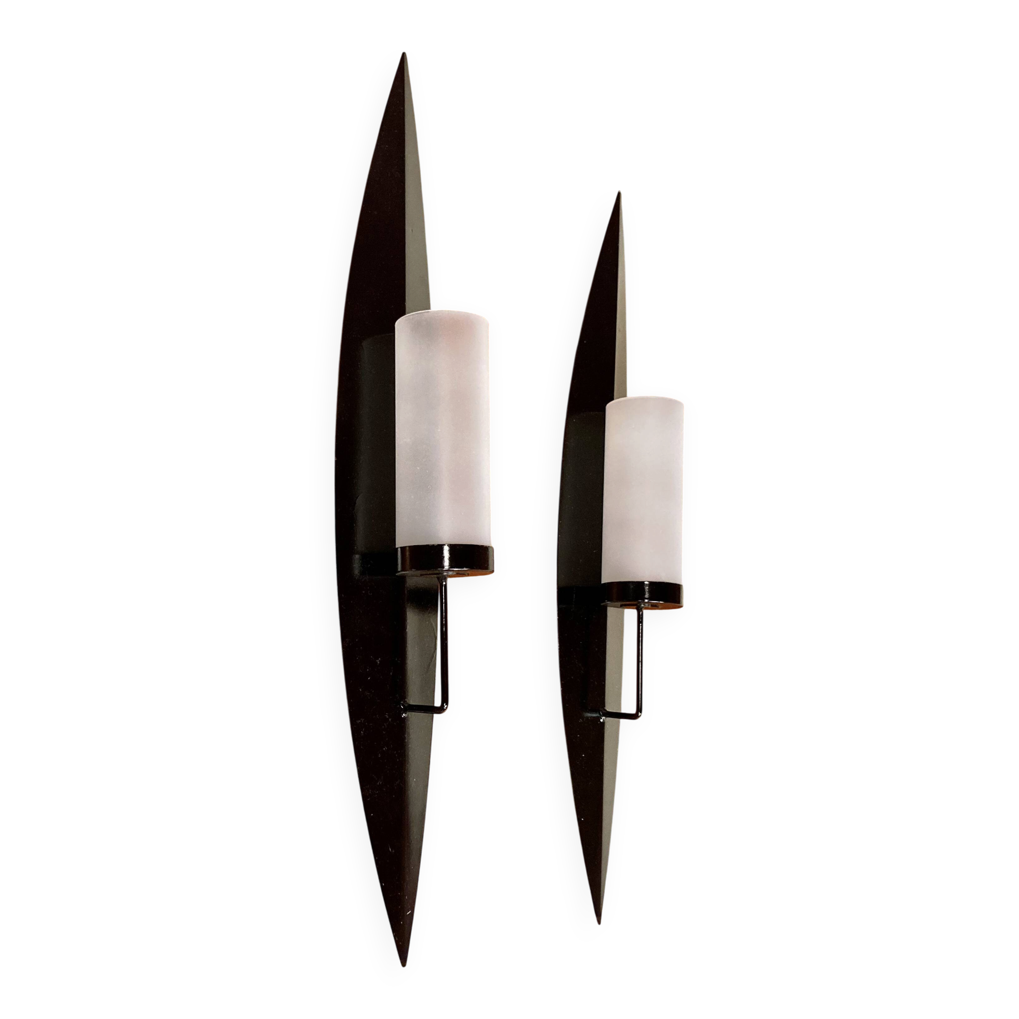 Pair of scandinavian design metal and glass lanterns.