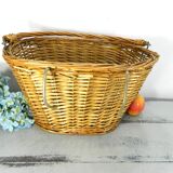 Vintage wicker bike basket, market basket