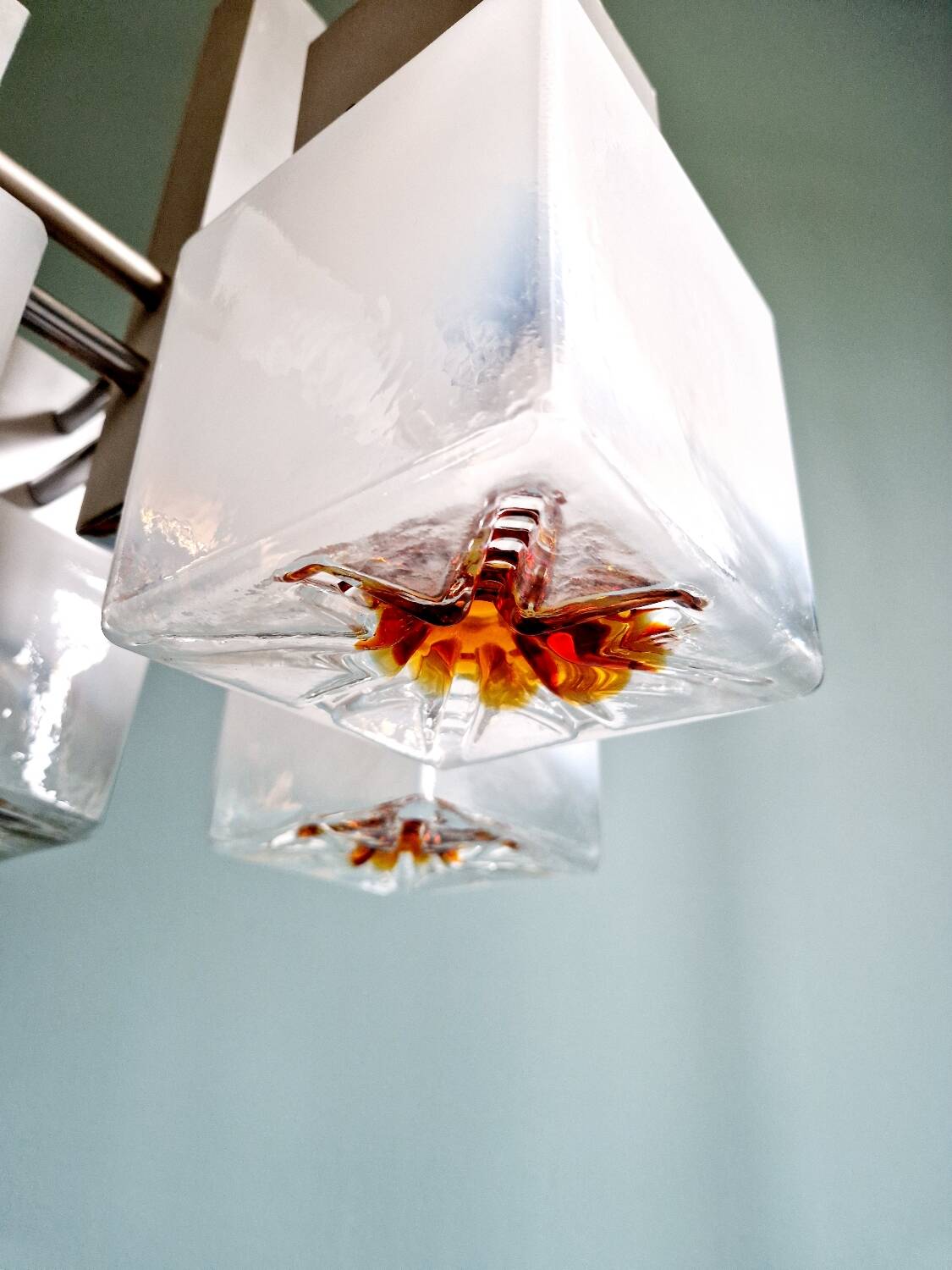 Mazzega cubic chandelier, Space Age style, 70s