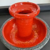 Vintage candle holder in glazed terracotta 70s