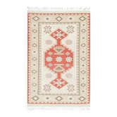 Tapis vintage turc Oushak fait main en laine et coton beige