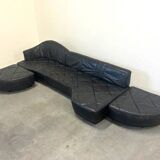 Canapé modulaire en cuir de mouton italien, design des années 1980