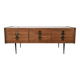 1960s walnut chest of drawers with iron and brass details
