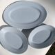 Oval dish and two matching ramekins, 50s sky blue