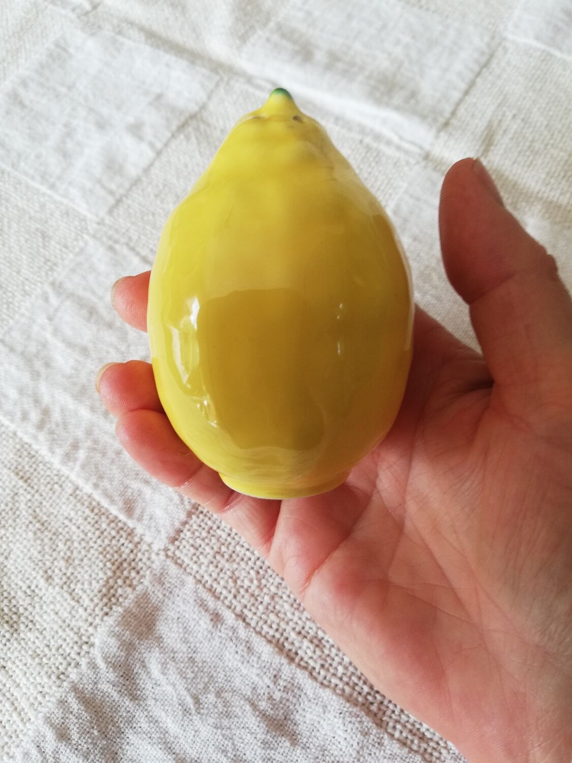 Vintage lemon-shaped ceramic salt shaker