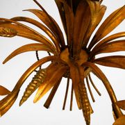 Beautiful 1970s gold-plated 5-arm tall metal chandelier by Hans Kögl