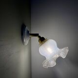 Vintage tulip wall lamp in white opaline