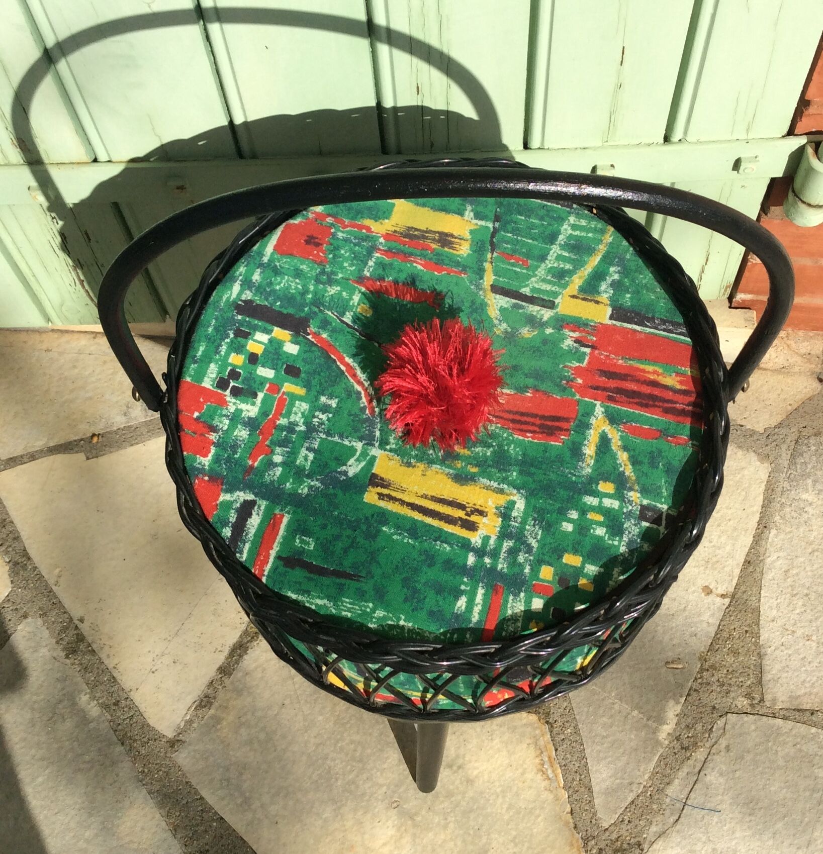 Vintage round sewing basket