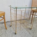 Side table, rolling trolley, vintage vinyl door
