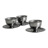 Set of 3 designer stainless steel egg cups