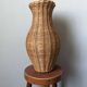 Second-hand woven wicker vase, handmade in the Bohemian countryside