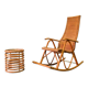 Mid-century bamboo and brass rocking chair and side table from fm, 1950s, set of 2.