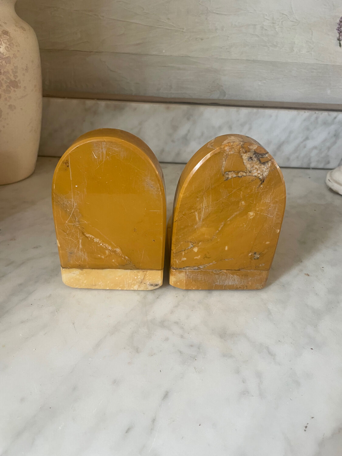 Pair of Art Deco marble bookends