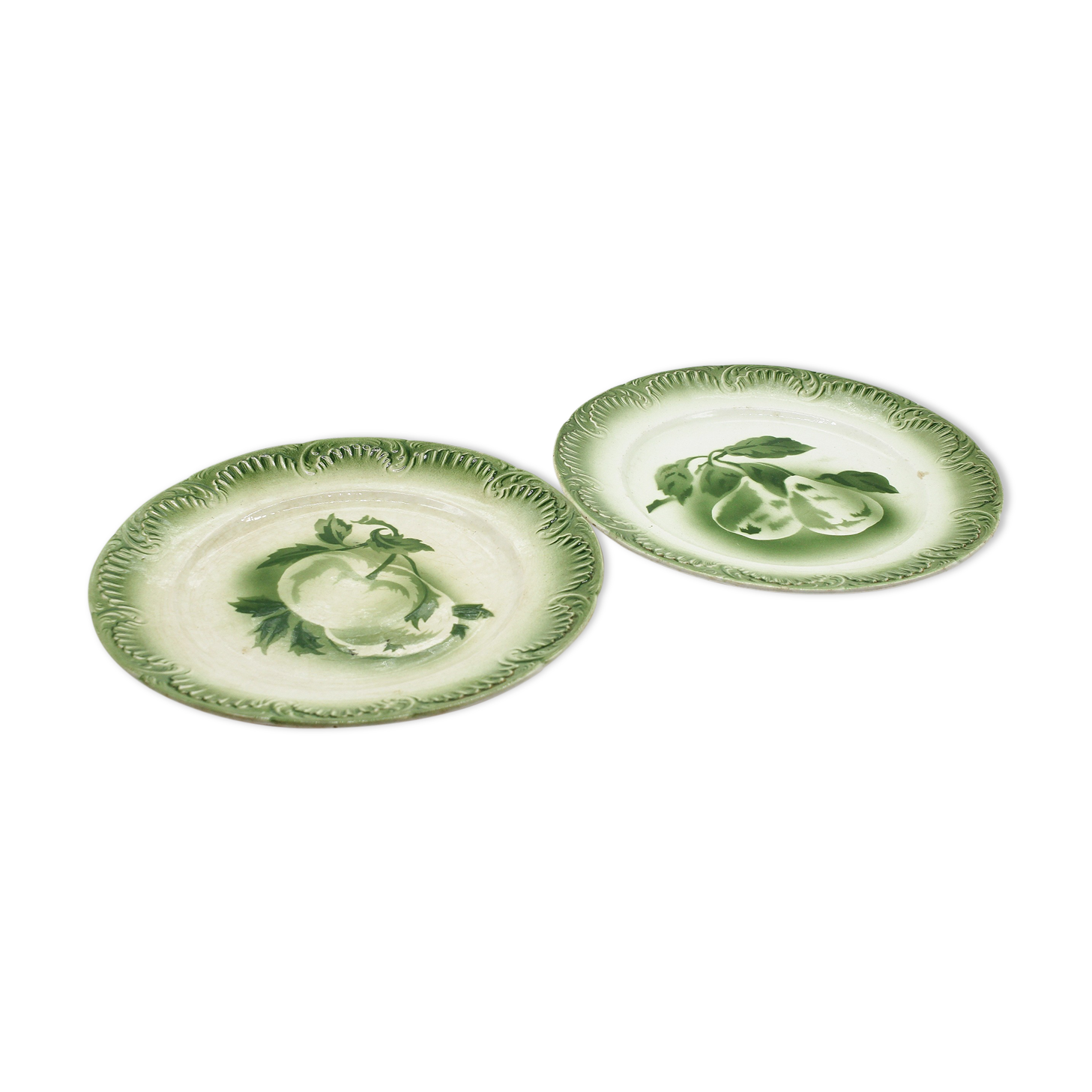 Lot of 2 plates digoin vintage fruit