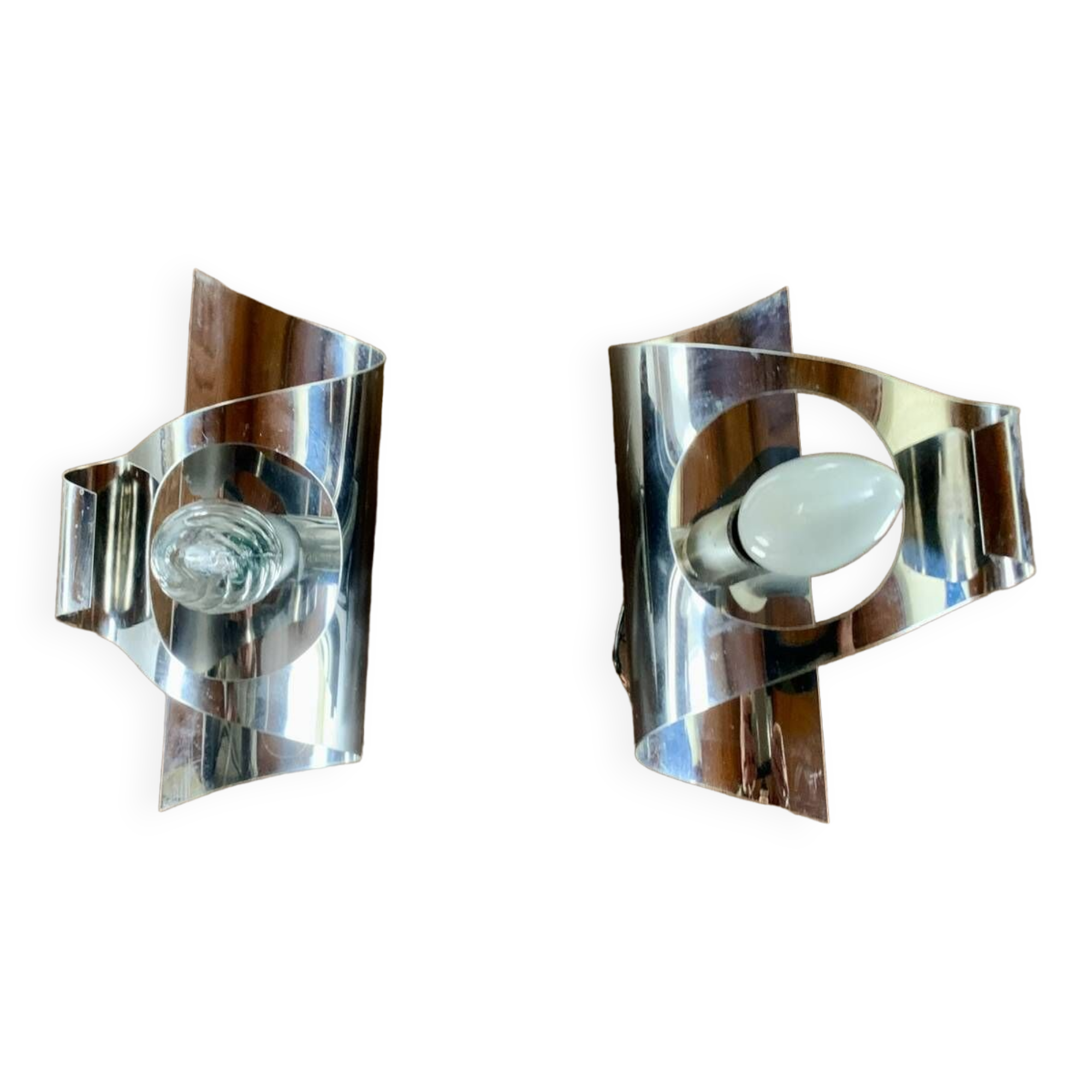 Pair of vintage chrome wall lights, circa 70's