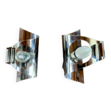 Pair of vintage chrome wall lights, circa 70's