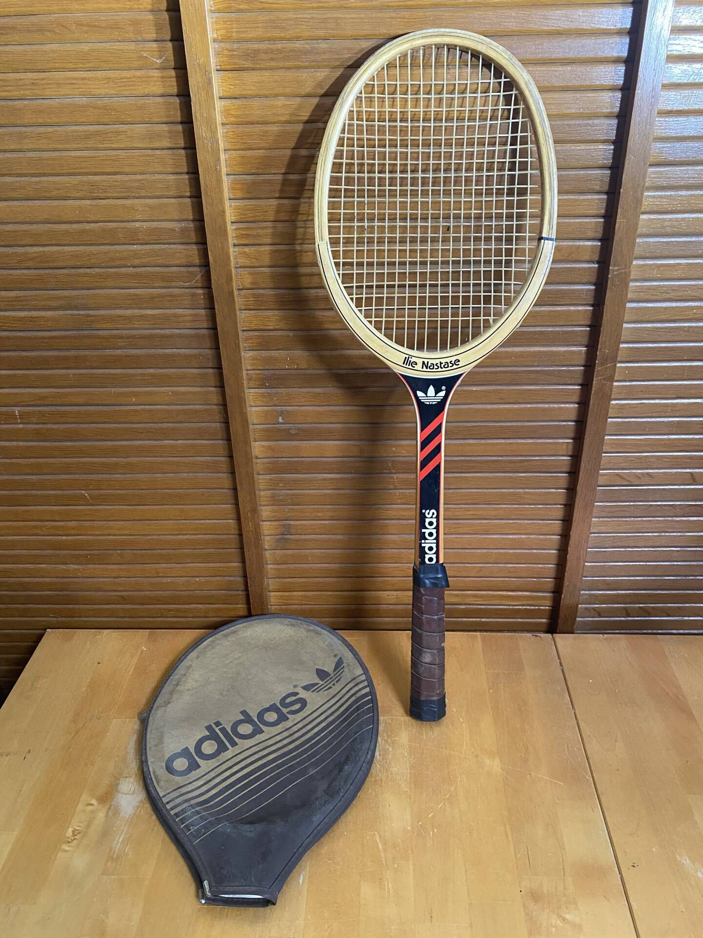 Vintage adidas tennis racket ilie năstase wood + black cover