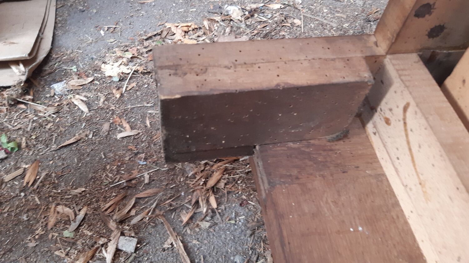 Commode chêne et marbre début XXème