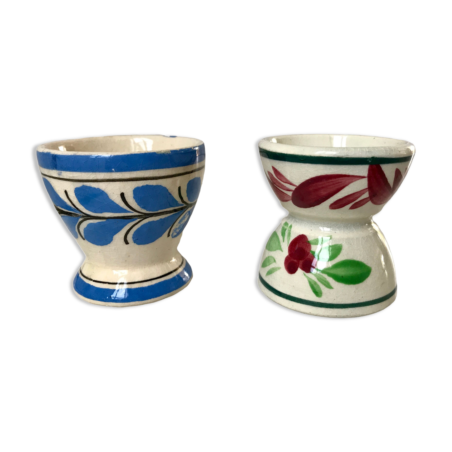 Duo of Henriot Quimper cockroaches hand-painted 60s