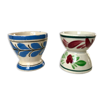 Duo of Henriot Quimper cockroaches hand-painted 60s