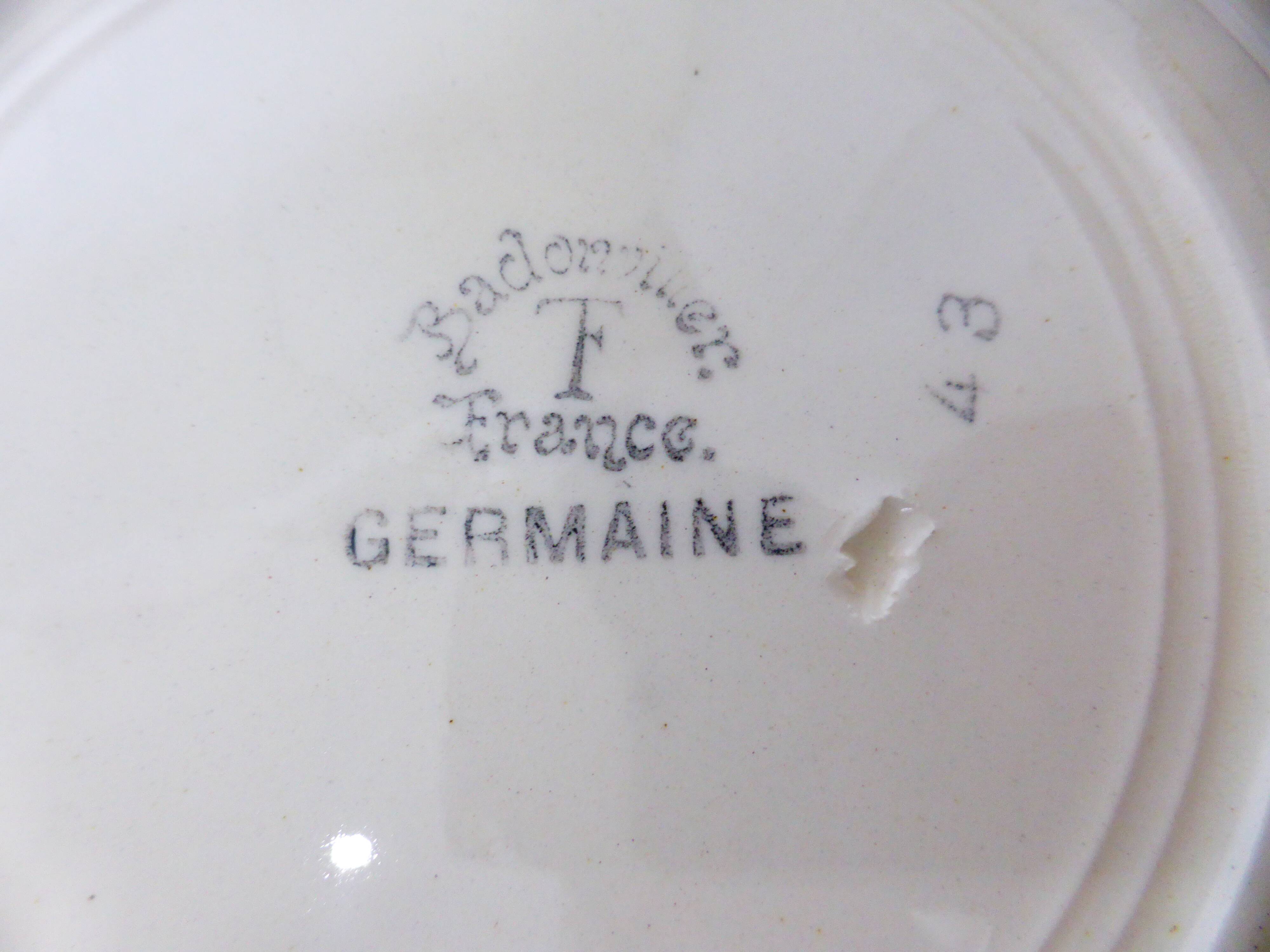 6 vintage Badonviller soup plates, Germaine model 220635