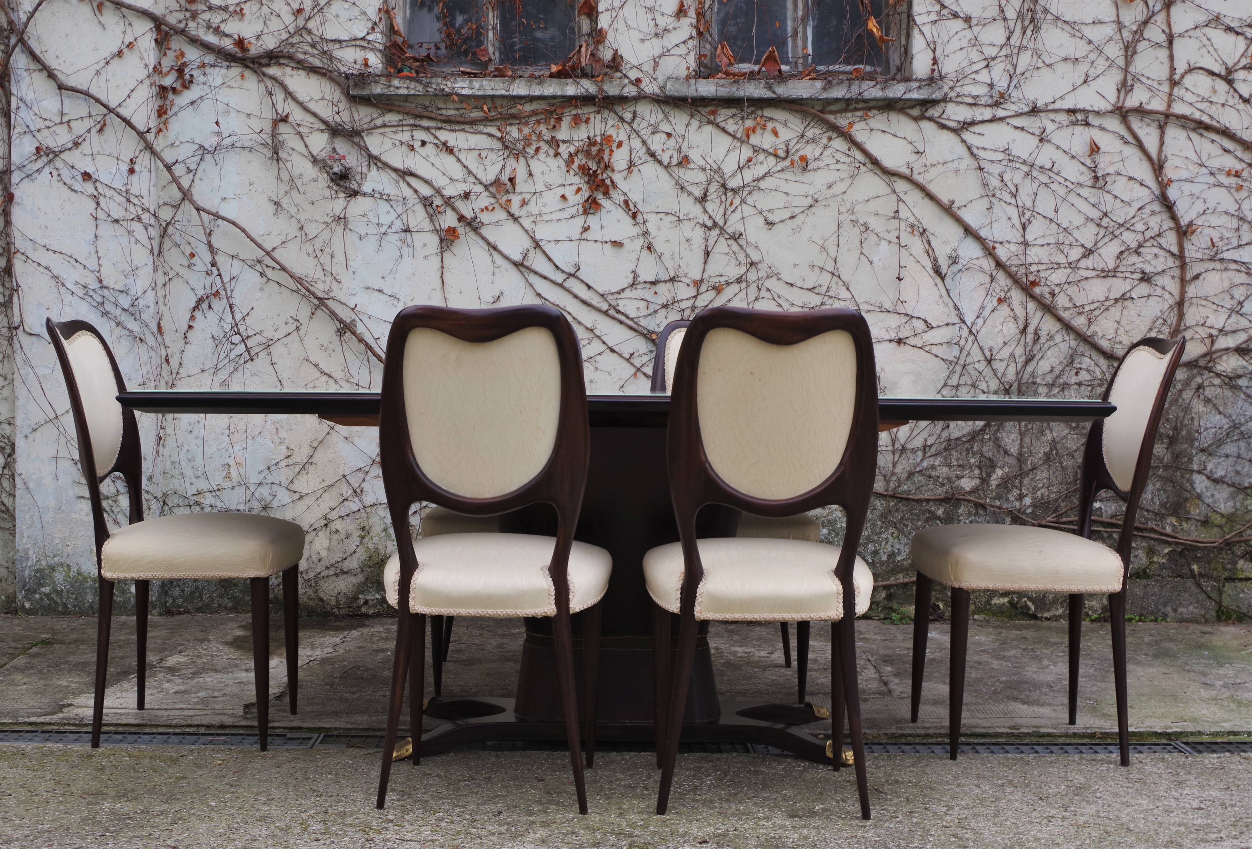 Dining Room Table and Mahogany Chairs by Fratelli Rigamonti, 1950s, Set of 7