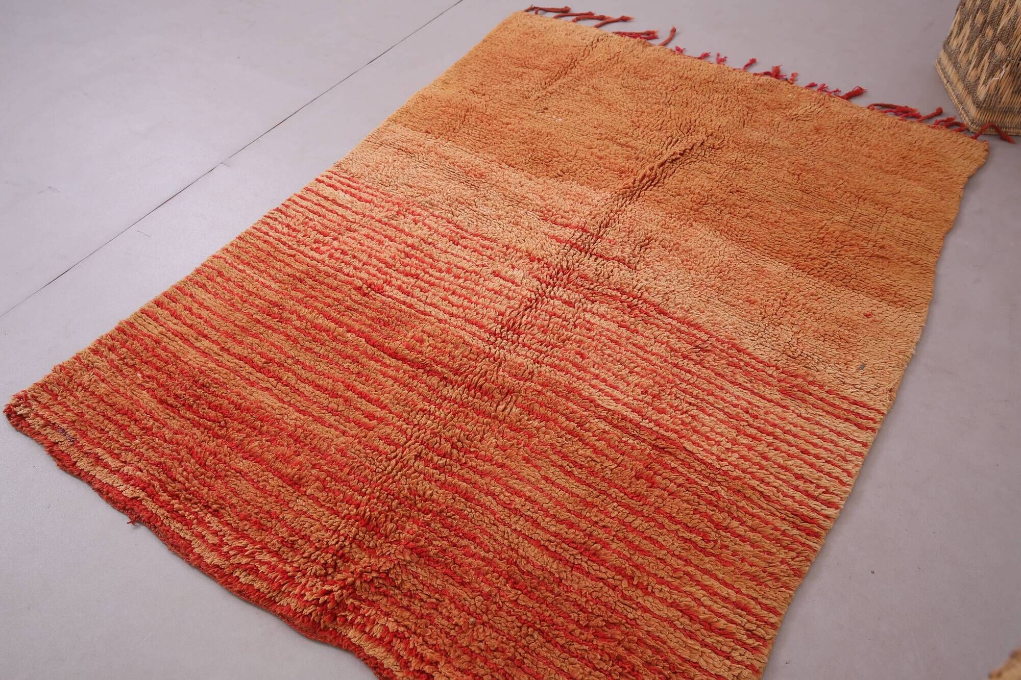 Orange Vintage Moroccan Rug 139 x 190 cm - Berber Rug - Handmade Wool Rug
