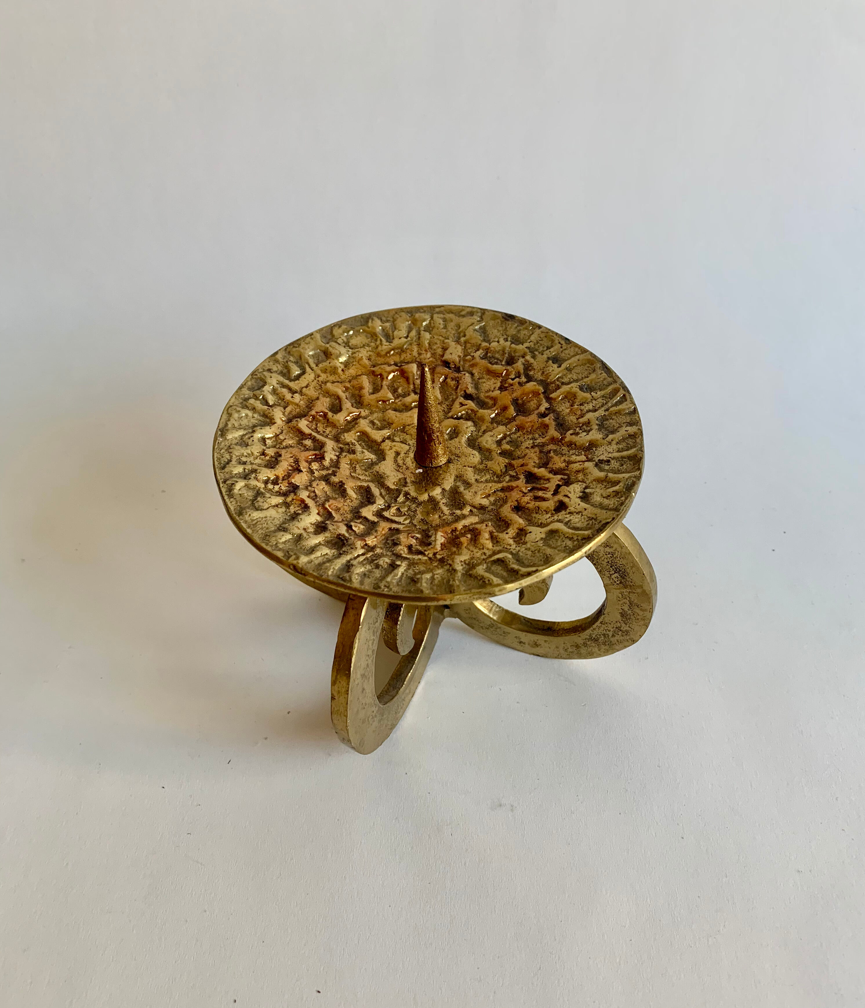 Brutalist bronze candleholder, 1970s