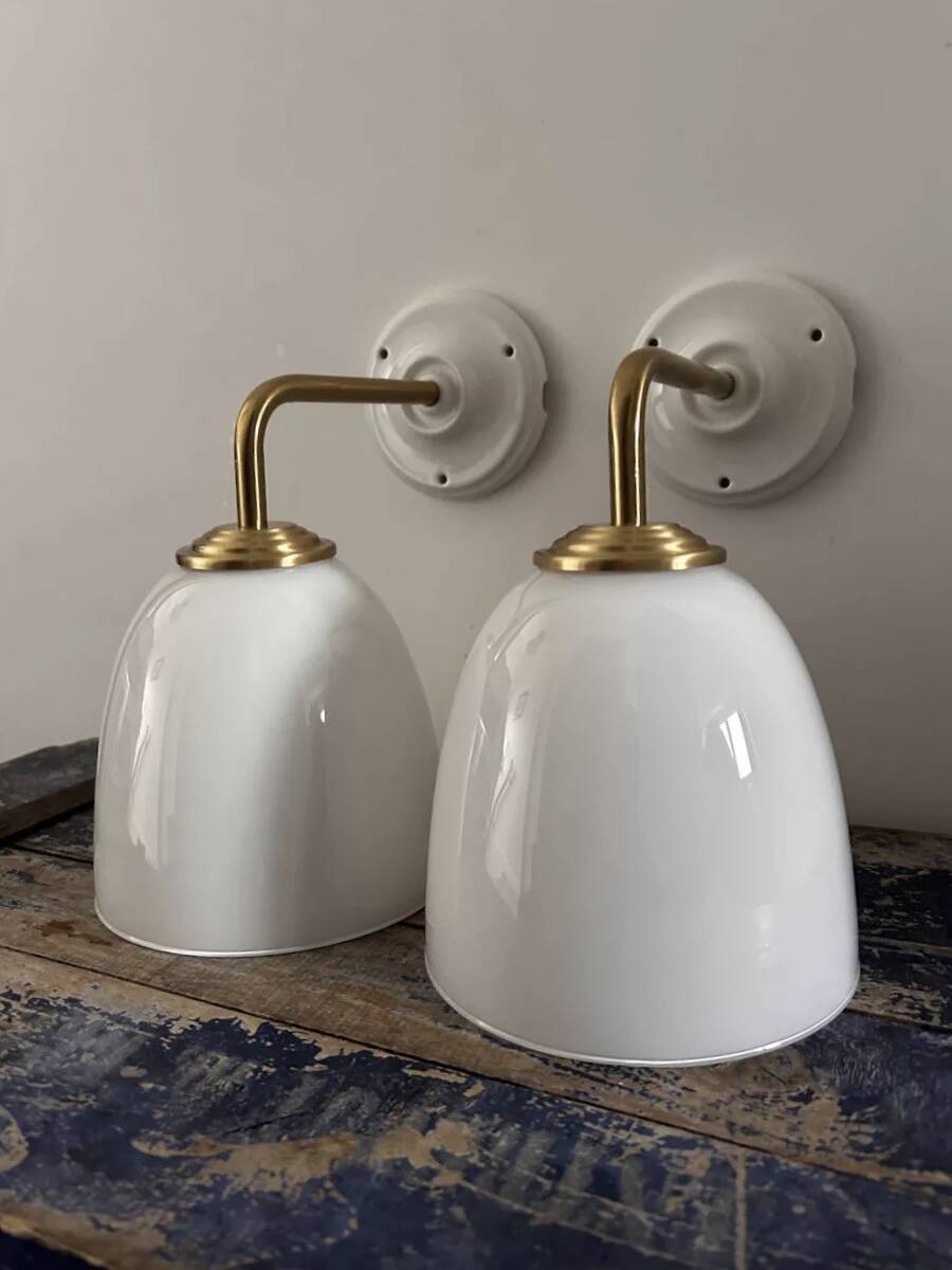 Pair of white wall sconces