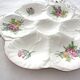 Pair of oyster plates, ceramic, flowers