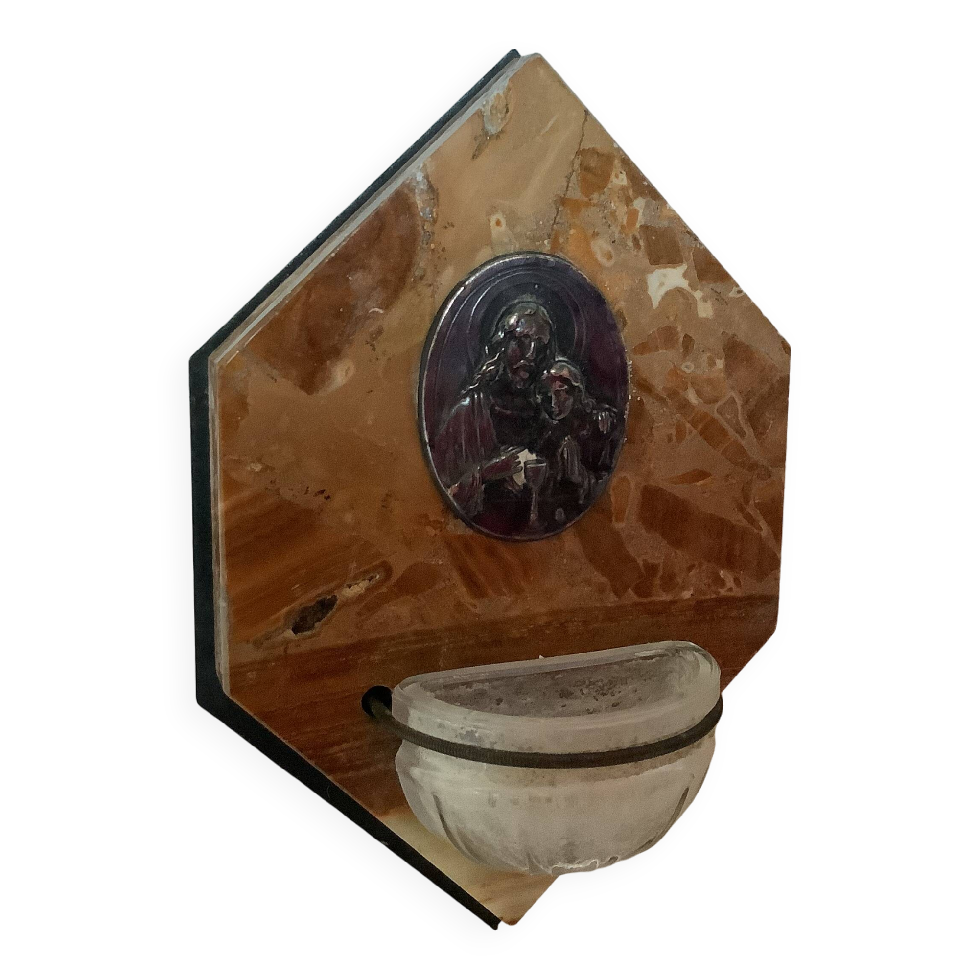 Ancient marble holy water font