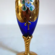 6 vintage cobalt blue and gold Murano aperitif glasses