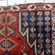 Tapis persan Hamadan antique des années 1920, médaillon tribal usé, 128 cm x 194 cm