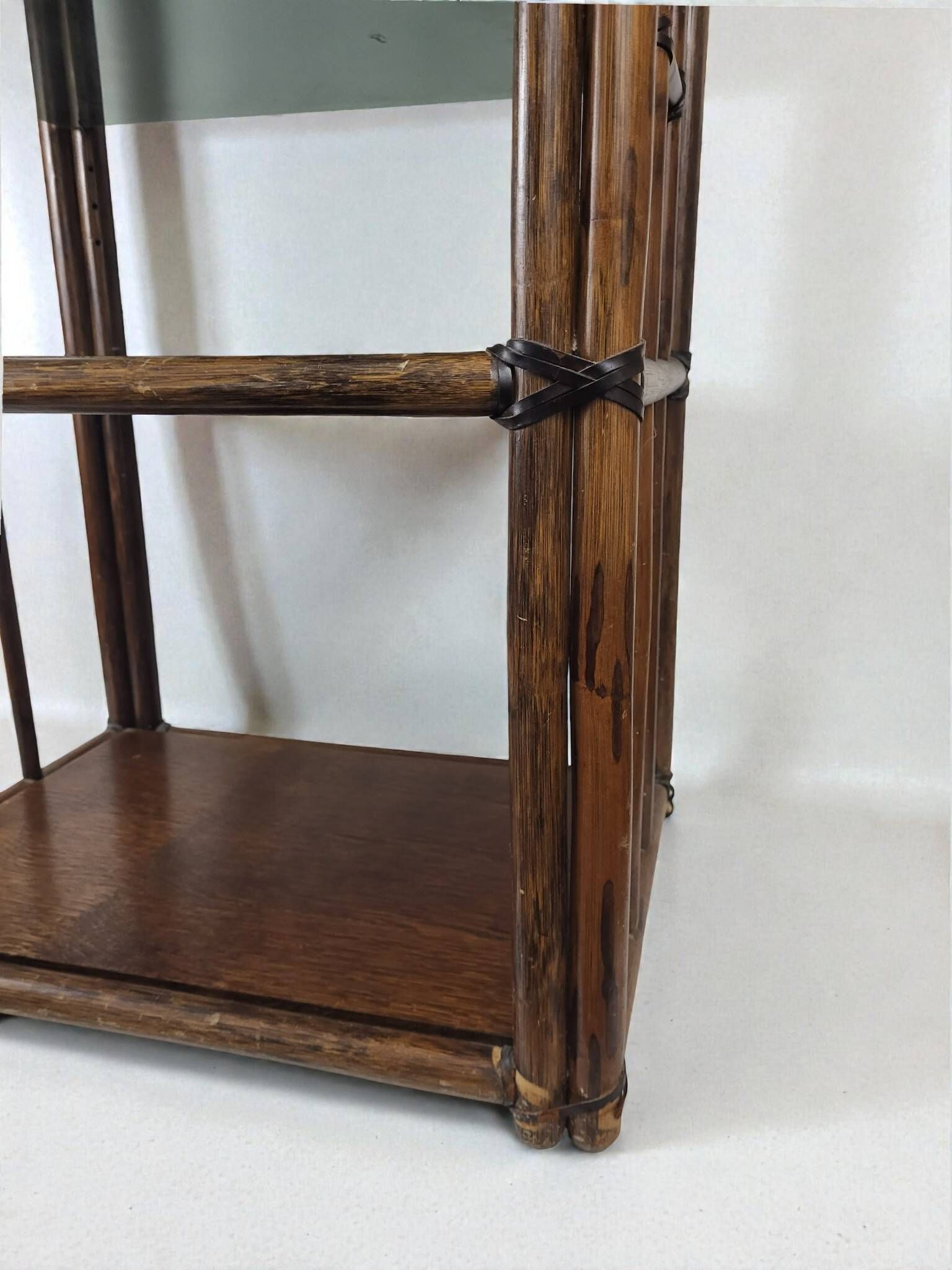 Bamboo shelf with smoked glass, 1970s